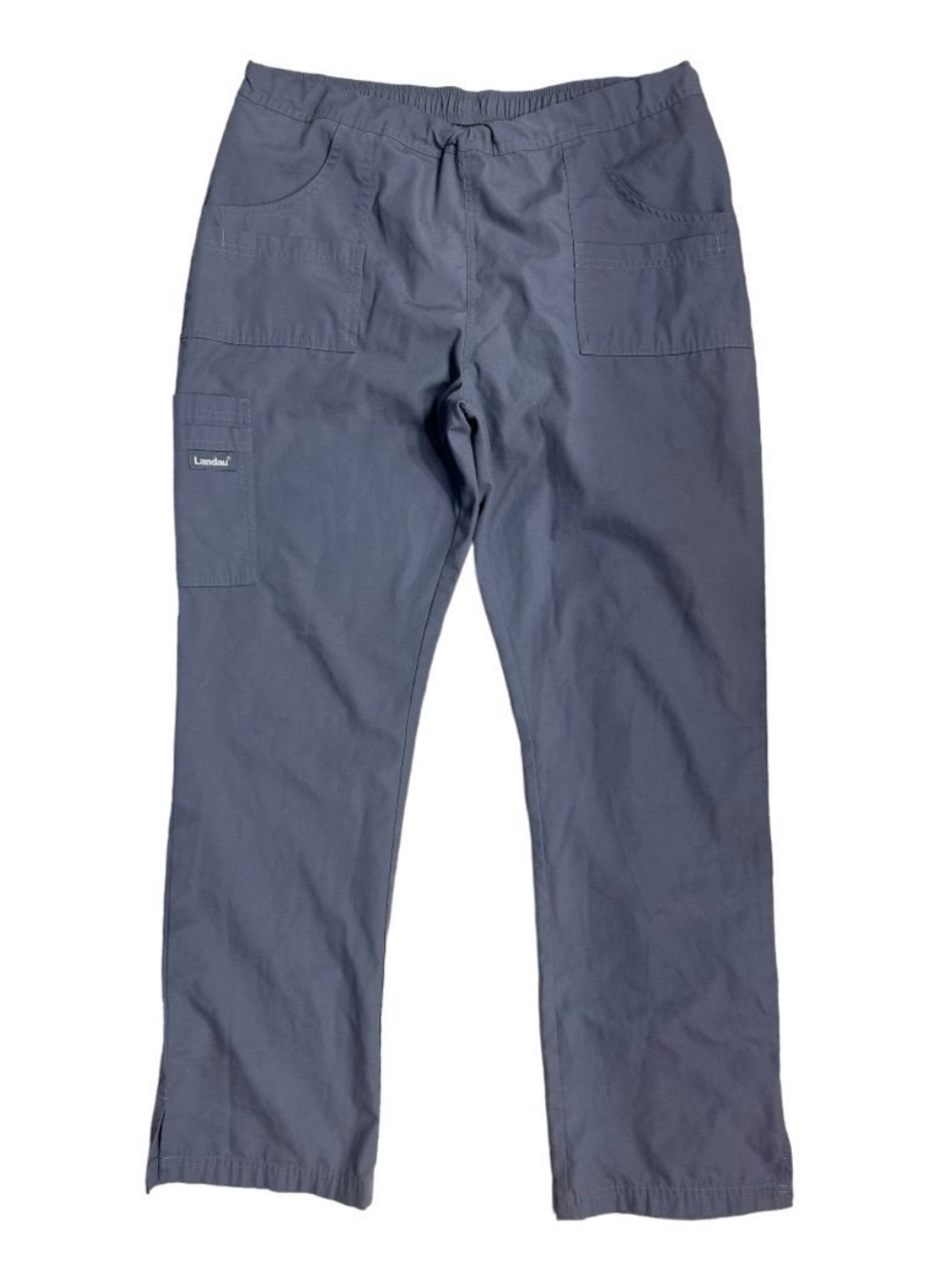 Landau Essentials Women’s Drawstring Cargo Pocket Steel Grey Scrub Pants EUC med